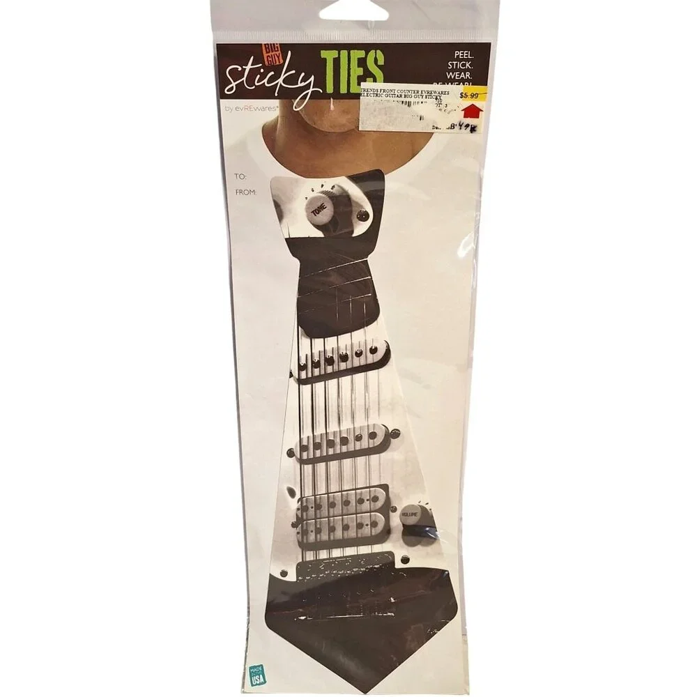 Guitar Fabric Big Guy Sticky Ties Peel Stick Sticker Tie 11